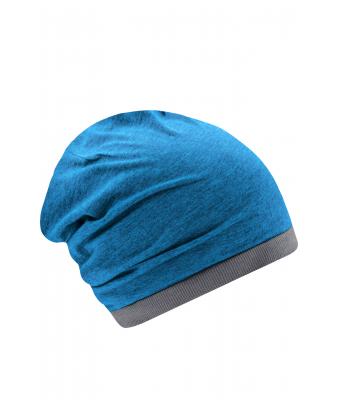 Unisex Heather Summer Beanie Turquoise-melange/donkergrijs 8127