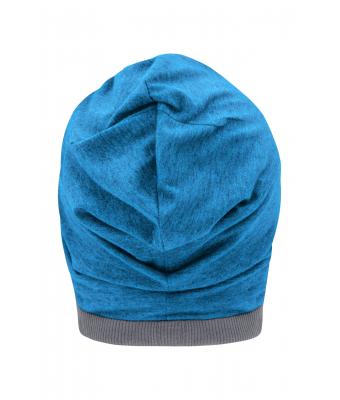 Unisex Heather Summer Beanie Turquoise-melange/donkergrijs 8127