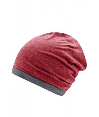 Unisex Heather Summer Beanie Wijnrood-melange/donkergrijs 8127