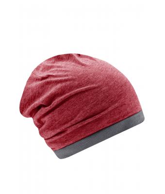 Unisex Heather Summer Beanie Wijnrood-melange/donkergrijs 8127