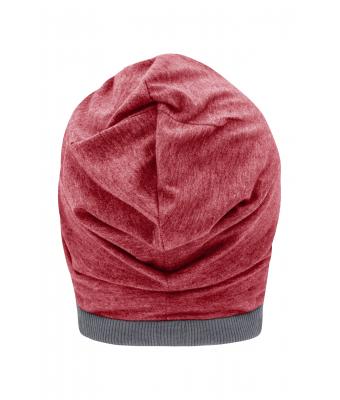Unisex Heather Summer Beanie Wijnrood-melange/donkergrijs 8127