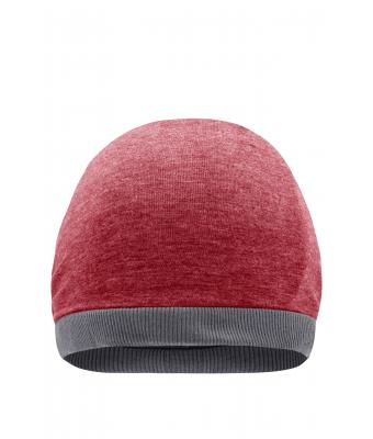 Unisex Heather Summer Beanie Wijnrood-melange/donkergrijs 8127