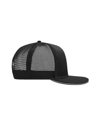 Unisex Pro Cap Mesh 6 Panel Zwart/lichtgrijs 8360