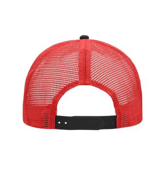 Unisex Pro Cap Mesh 6 Panel Zwart/rood 8360