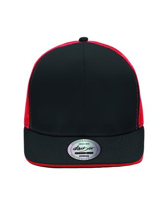 Unisex Pro Cap Mesh 6 Panel Zwart/rood 8360