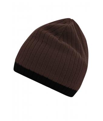 Unisexe Bonnet tricoté Café/noir 8432