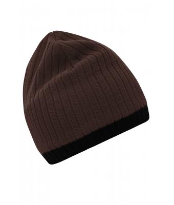 Unisexe Bonnet tricoté Café/noir 8432