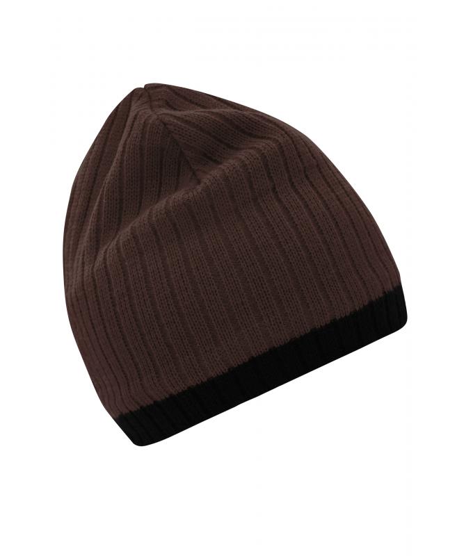 Unisexe Bonnet tricoté Café/noir 8432