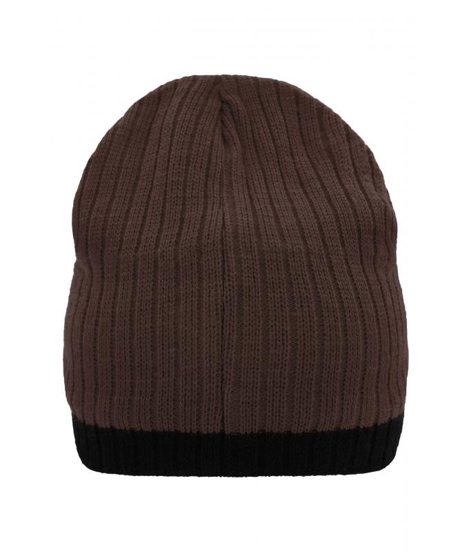 Unisexe Bonnet tricoté Café/noir 8432