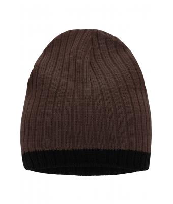 Unisexe Bonnet tricoté Café/noir 8432