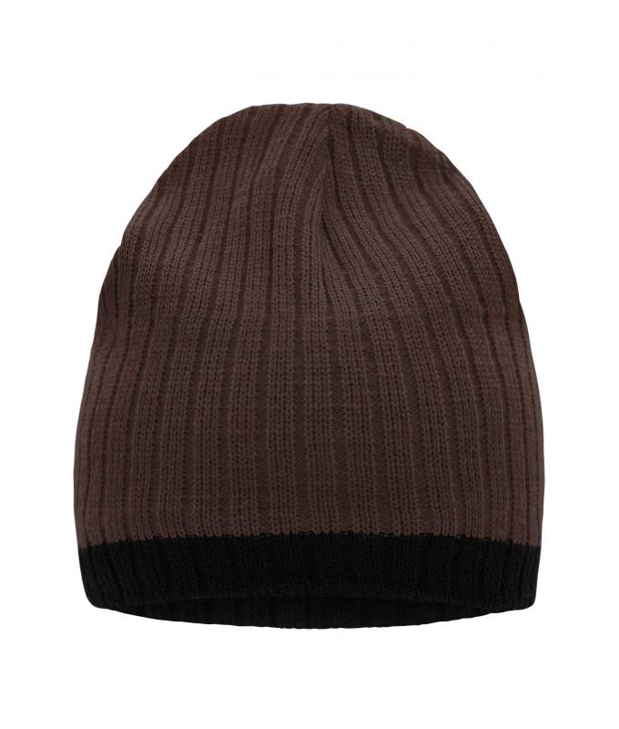 Unisexe Bonnet tricoté Café/noir 8432