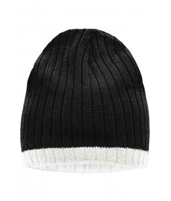 Unisexe Bonnet tricoté Noir/blanc-cassé 8432