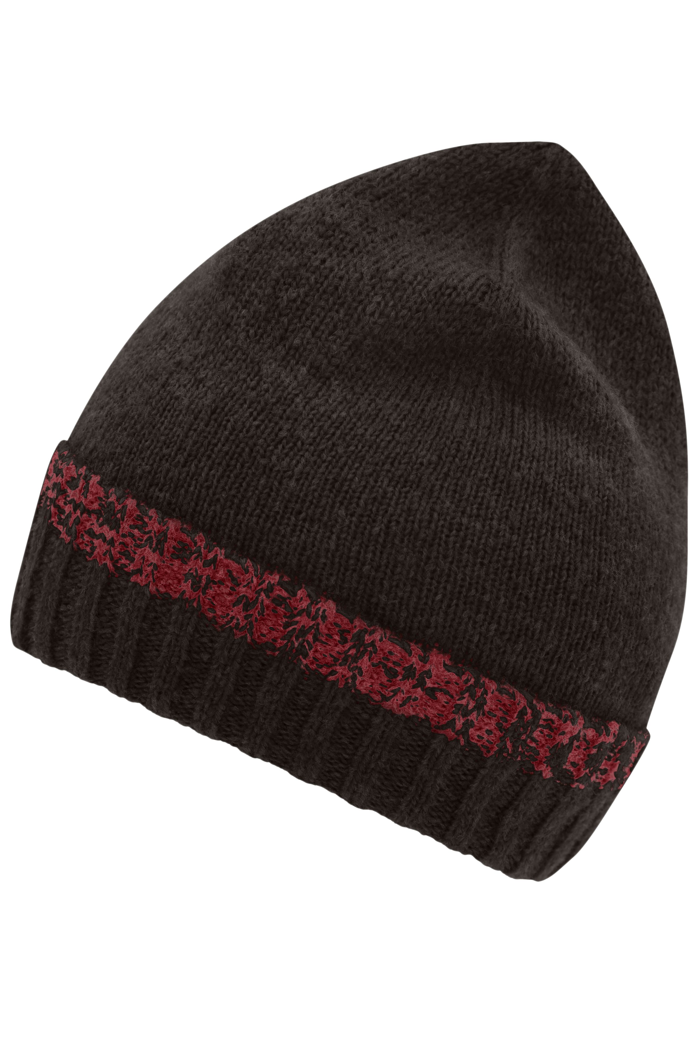 Unisex Traditional Beanie Anthracite-melange/red-Daiber