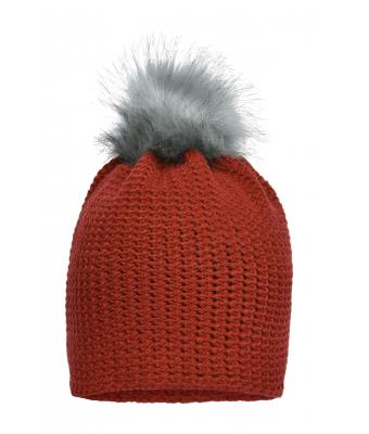 Unisexe Bonnet crocheté Orange-flambé/argent 8516