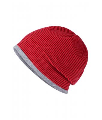 Unisexe Bonnet Rouge/gris-chiné 8624