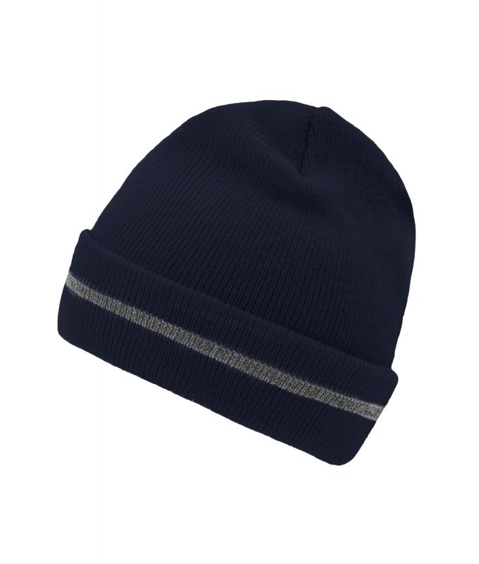 Unisex Reflective Beanie Navy/silver 8702