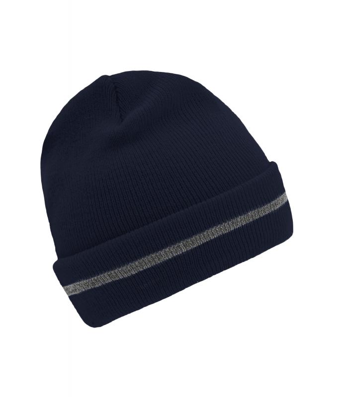 Unisex Reflective Beanie Navy/silver 8702