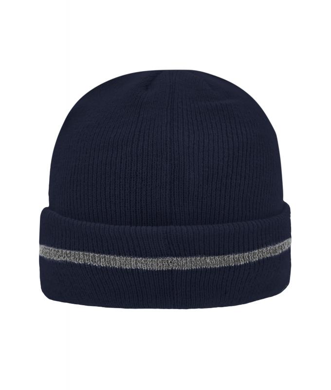 Unisex Reflective Beanie Navy/silver 8702