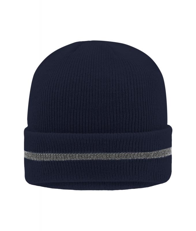 Unisex Reflective Beanie Navy/silver 8702