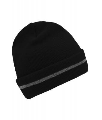 Unisex Reflective Beanie Zwart/zilver 8702