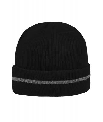 Unisex Reflective Beanie Zwart/zilver 8702