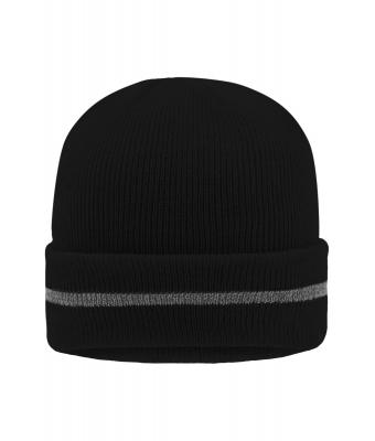 Unisex Reflective Beanie Zwart/zilver 8702