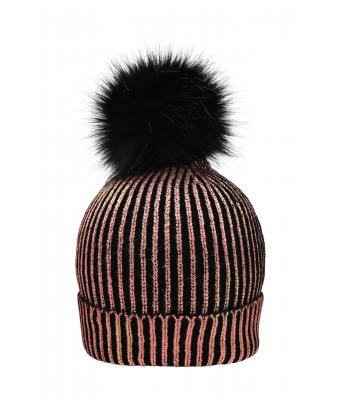 Unisex Ladies' Metallic Beanie Bronze/black 8716