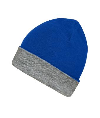 Unisexe Bonnet réversible Royal/gris-chiné-foncé 11118