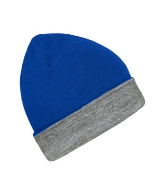 Unisexe Bonnet réversible Royal/gris-chiné-foncé 11118