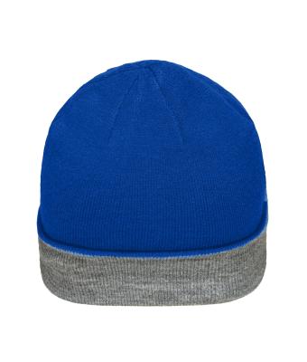 Unisexe Bonnet réversible Royal/gris-chiné-foncé 11118