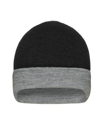 Unisexe Bonnet réversible Noir/gris-chiné-foncé 11118