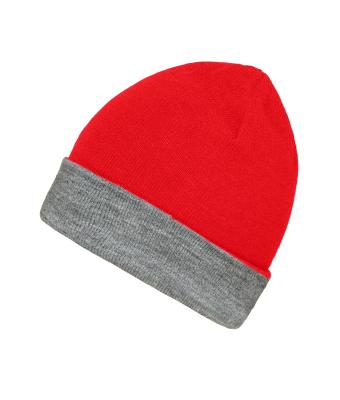 Unisexe Bonnet réversible Rouge/gris-chiné 11118