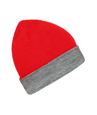 Unisexe Bonnet réversible Rouge/gris-chiné 11118