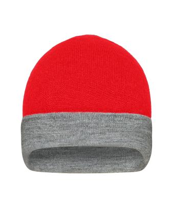 Unisexe Bonnet réversible Rouge/gris-chiné 11118