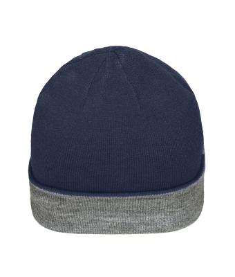 Unisex Reversible Beanie Navy/heather grijs 11118