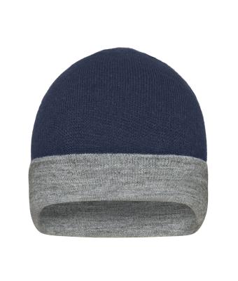 Unisex Reversible Beanie Navy/heather grijs 11118