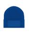 Unisex Knitted Beanie with Patch (10cm x 5cm) Royal 11120