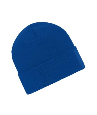 Unisex Knitted Beanie with Patch (10cm x 5cm) Royal 11120