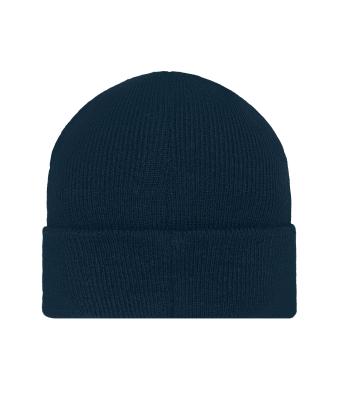 Unisex Knitted Beanie with Patch (10cm x 5cm) Navy 11120