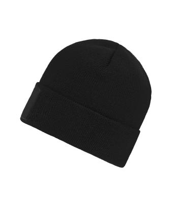 Unisex Knitted Beanie with Patch (10cm x 5cm) Black 11120