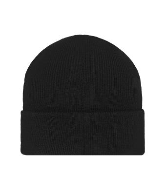 Unisex Knitted Beanie with Patch (10cm x 5cm) Zwart 11120