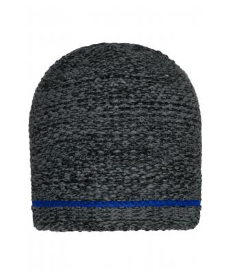 Unisex Coarse Knitted Beanie Black-melange/royal 11444