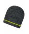 Unisex Coarse Knitted Beanie Black-melange/yellow 11444