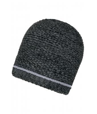 Unisex Coarse Knitted Beanie Black-melange/silver 11444