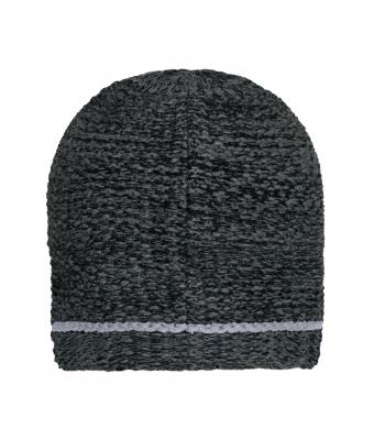 Unisex Coarse Knitted Beanie Black-melange/silver 11444