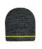 Unisex Coarse Knitted Beanie Black-melange/yellow 11444
