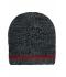 Unisex Coarse Knitted Beanie Zwart-melange/rood 11444