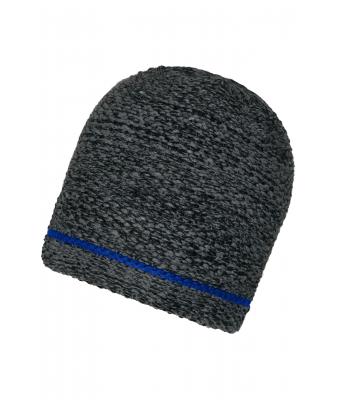 Unisex Coarse Knitted Beanie Zwart-melange/royal 11444