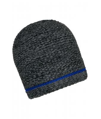 Unisex Coarse Knitted Beanie Zwart-melange/royal 11444