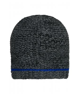 Unisex Coarse Knitted Beanie Zwart-melange/royal 11444
